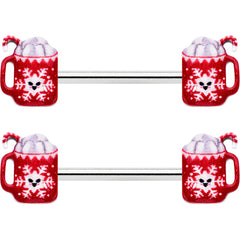14G 9/16 Sweet Hot Cocoa Holiday Barbell Holiday Nipple Ring Set