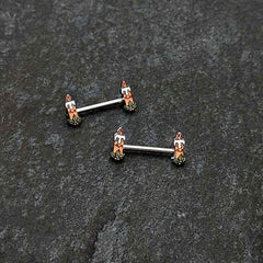 14G 9/16 Sweet Holiday Christmas Candle Barbell Nipple Ring Set