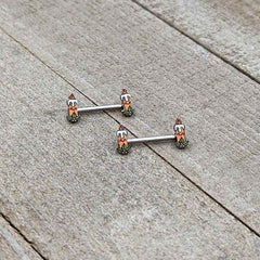 14G 9/16 Sweet Holiday Christmas Candle Barbell Nipple Ring Set