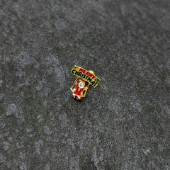 16G 1/4 Gold Tone Merry Christmas Santa Inlay Cartilage Earring