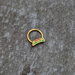 16G 3/8 Gold Tone Merry Christmas Inlay Hinged Segment Ring
