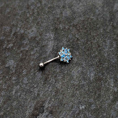 16G 5/16 Blue CZ Gem Snowflake Blues Curved Eyebrow Ring