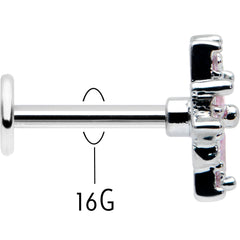16G 5/16 Pink Clear CZ Gem Snowflake Labret Monroe Tragus