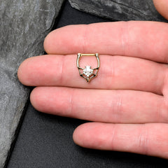 16G 5/16 Clear Gem Gold Tone Spider Bat Cartilage Clicker