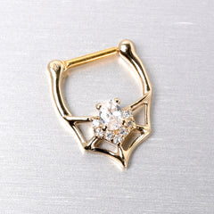 16G 5/16 Clear Gem Gold Tone Spider Bat Cartilage Clicker
