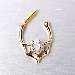 16G 5/16 Clear Gem Gold Tone Spider Bat Cartilage Clicker