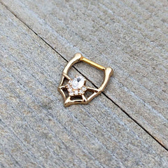 16G 5/16 Clear Gem Gold Tone Spider Bat Cartilage Clicker