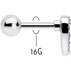16G 1/4 Clear Gem Open Heart Valentine Cartilage Tragus Earring