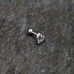 16G 1/4 Clear Gem Open Heart Valentine Cartilage Tragus Earring