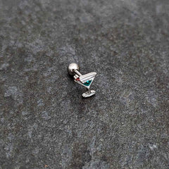 16G 1/4 Sweet Martini Glass Heart Cartilage Tragus Earring