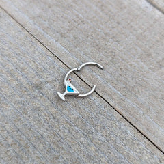 16G 3/8 Sweet Martini Glass Heart Hinged Segment Ring