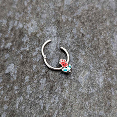 16G 3/8 Sweet Happy Rose Flower Hinged Segment Ring