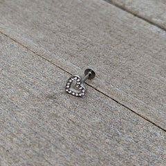 16G 5/16 Clear Gem Open Heart Valentine Labret Monroe Tragus