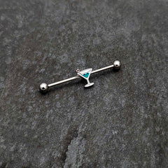 14G Sweet Martini Glass Heart Industrial Barbell 38mm
