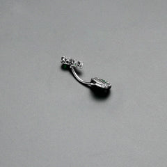 Green Clear Gem Triple Drop Heart Shamrock Double Mount Belly Ring