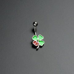 Ladybug Shamrock St Patricks Day Belly Ring