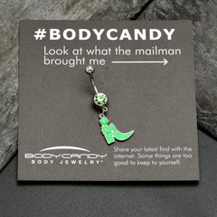 Green Gem Glow in Dark Leprechaun Boot St Patricks Dangle Belly Ring