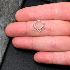 16G 5/16 White Synthetic Opal 14k White Gold Filigree Hinged Segment Ring