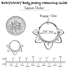 16G 5/16 Clear CZ Gem 14k White Gold Filigree Hinged Segment Ring