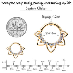 16G 5/16 Clear CZ Gem 14k Yellow Gold Filigree Hinged Segment Ring