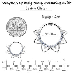 16G 3/8 Clear CZ Gem 14k White Gold Filigree Hinged Segment Ring