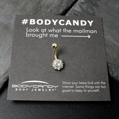 Clear CZ Gem Gold Tone Luxury Sun Splash Belly Ring