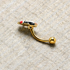 16G 5/16 Gold Tone Holly Hat Penguin Holiday Curved Eyebrow Ring