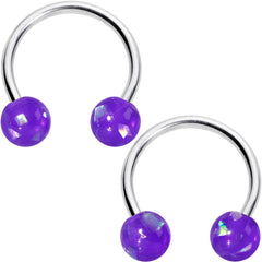16G 3/8 Purple Faux Opal Horseshoe BCR Captive Ring Set of 4