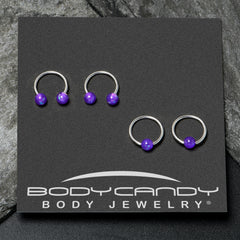 16G 3/8 Purple Faux Opal Horseshoe BCR Captive Ring Set of 4