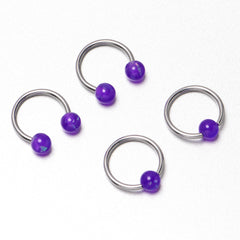 16G 3/8 Purple Faux Opal Horseshoe BCR Captive Ring Set of 4