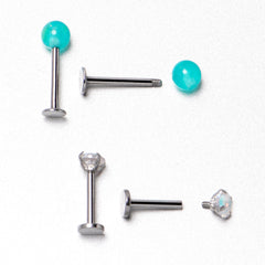 16G 5/16 3/8 Aurora Gem Green Faux Opal Labret Monroe Set of 4
