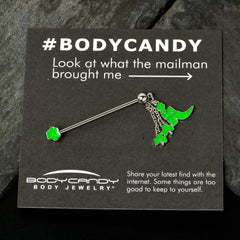 14G Glow in Dark Leprechaun Boot Dangle Industrial Barbell 38mm
