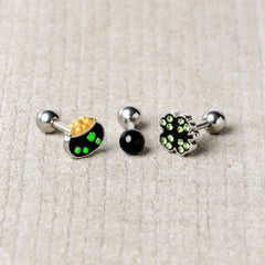 16G 1/4 Green Gem  Shamrock Pot of Gold Cartilage Earring Curation Set of 3