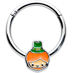 16G 3/8 Sweet Happy Leprechaun St Patricks Hinged Segment Ring