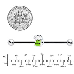 14G Sweet Happy Green Beer St Patricks Industrial Barbell 38mm