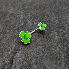 Sweet Happy Shamrocks St Patricks Day Double Mount Belly Ring