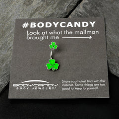 Sweet Happy Shamrocks St Patricks Day Double Mount Belly Ring