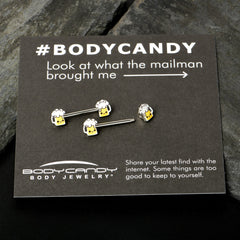 14G 9/16 Sweet Happy Beer St Patricks Barbell Nipple Ring Set