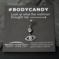 Blue Clear Gem Wide Eye Dangle Belly Ring