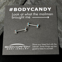 14G 9/16 Easter Bunny Blue Red Ears Barbell Nipple Ring Set