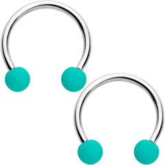 16G 3/8 Matte Black Blue Teal Horseshoe Circular Barbell Set of 6