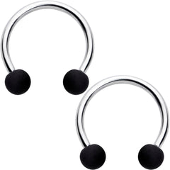 16G 3/8 Matte Black Blue Teal Horseshoe Circular Barbell Set of 6