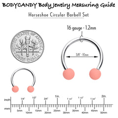16G 3/8 Matte Pinks Peach Horseshoe Circular Barbell Set of 6