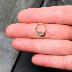 16G 3/8 Pink Green Gem Gold Hue Watermelon Yum Hinged Segment Ring