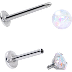 16G 5/16 3/8 Aurora Gem White Faux Opal Labret Monroe Set of 4