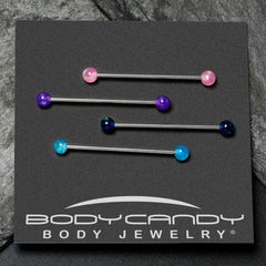 14G Pink Blue Purple Faux Opal Pack Industrial Barbell Set of 4