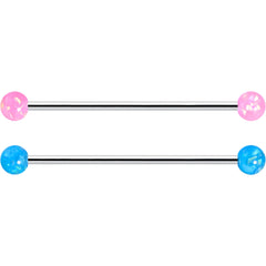 14G Pink White Purple Faux Opal Pack Industrial Barbell Set of 4