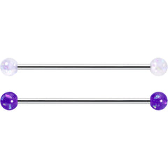 14G Pink White Purple Faux Opal Pack Industrial Barbell Set of 4