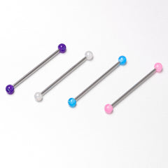 14G Pink White Purple Faux Opal Pack Industrial Barbell Set of 4