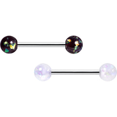 Green Aurora White Black Faux Opal Pack Tongue Ring Set of 4